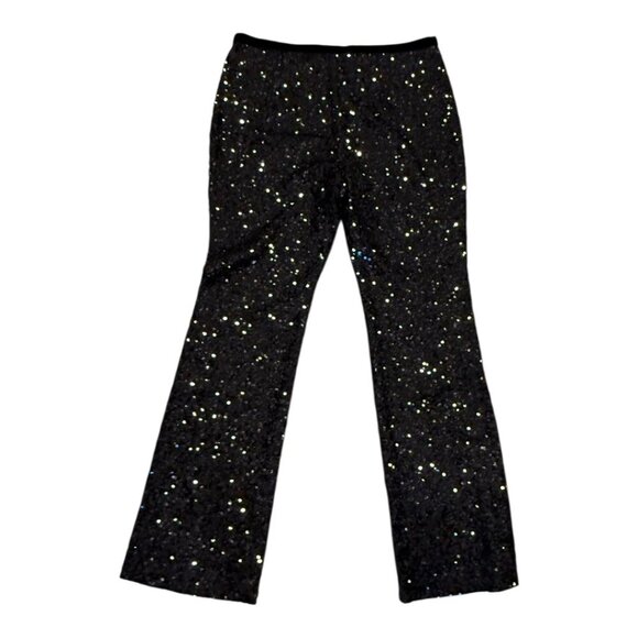 🖤 LoveShackFancy Journee Sequin Flared Trousers – Size 14 - Picture 3 of 5